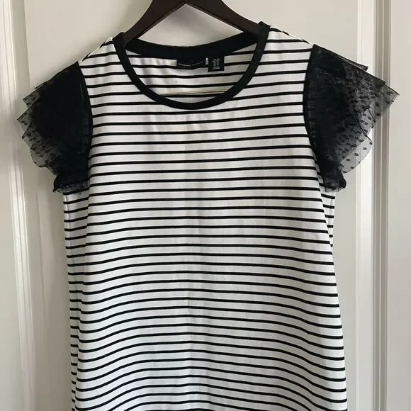 Adrienne Vittadini Women's Dresses Black White Stripe Mini Dress Size XS - Picture 5 of 8